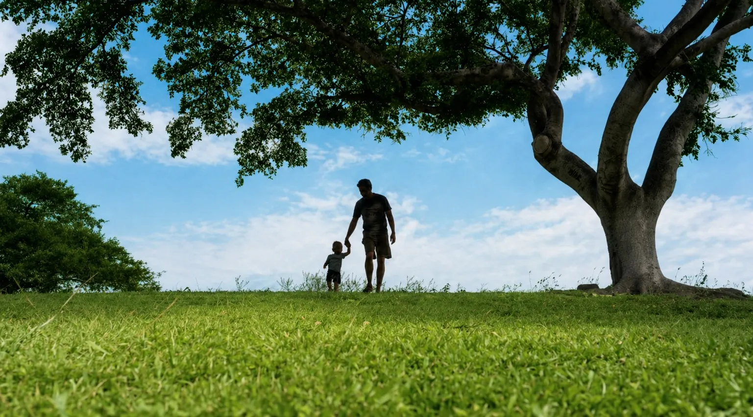 P&egrave;re et fils dans la nature