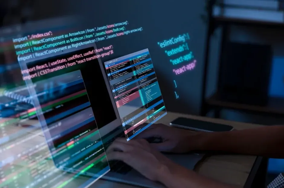 Personne qui code sur un ordinateur portable